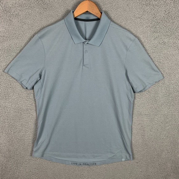 Lululemon Evolution Polo Shirt Mens Large L Blue Gray Pique Short Sleeve Golf - Picture 1 of 9
